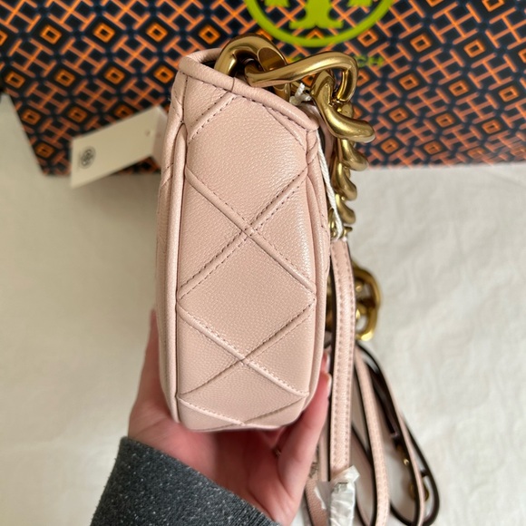 Tory Burch Fleming Soft Grain Mini Crescent Bag Crossbody Bag Shoulder Bag Blush - Picture 4 of 14